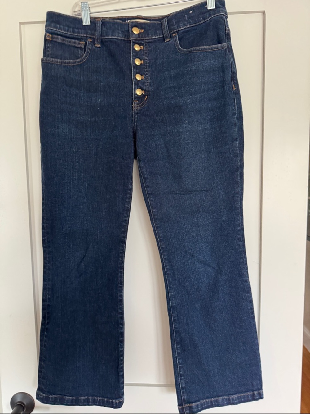 Madewell Dark Blue Button-Fly Cropped Jeans